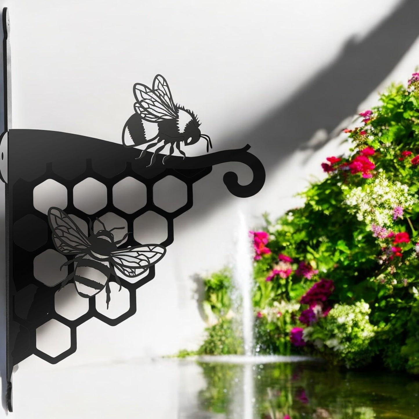 Epsom Door Handle Decorative Metal Bee Hanging Basket Bracket – Heavy-Duty Wall Hook for Planters, Bird Feeders & Outdoor Décor