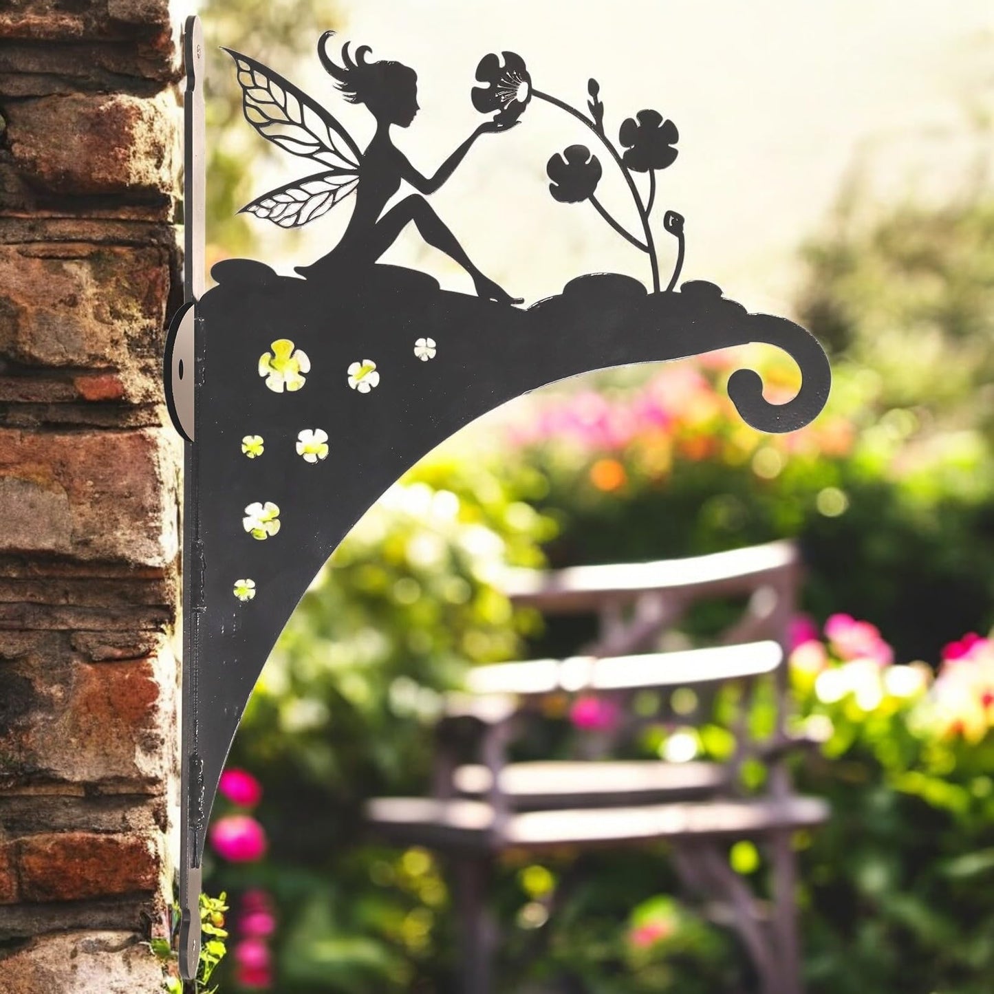 Epsom Door Handle Decorative Metal Fairy Hanging Basket Bracket – Heavy-Duty Wall Hook for Planters, Bird Feeders & Outdoor Décor