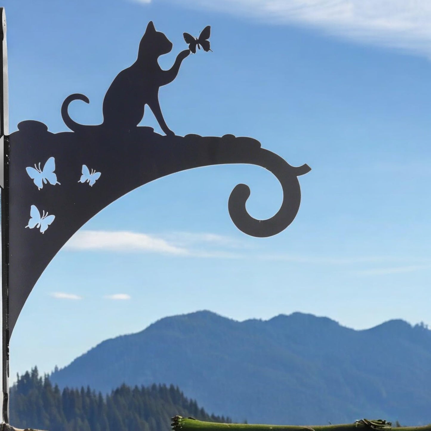 Epsom Door Handle Decorative Metal Cat Hanging Basket Bracket – Heavy-Duty Wall Hook for Planters, Bird Feeders & Outdoor Décor