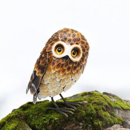 Epsom Door Handle Small Metal Standing Brown Owl – 28 x 20 x 13 CM | Rustic Garden Owl Ornament | Handcrafted Metal Bird Sculpture for Outdoor & Indoor Décor