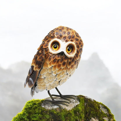 Epsom Door Handle Small Metal Standing Brown Owl – 28 x 20 x 13 CM | Rustic Garden Owl Ornament | Handcrafted Metal Bird Sculpture for Outdoor & Indoor Décor