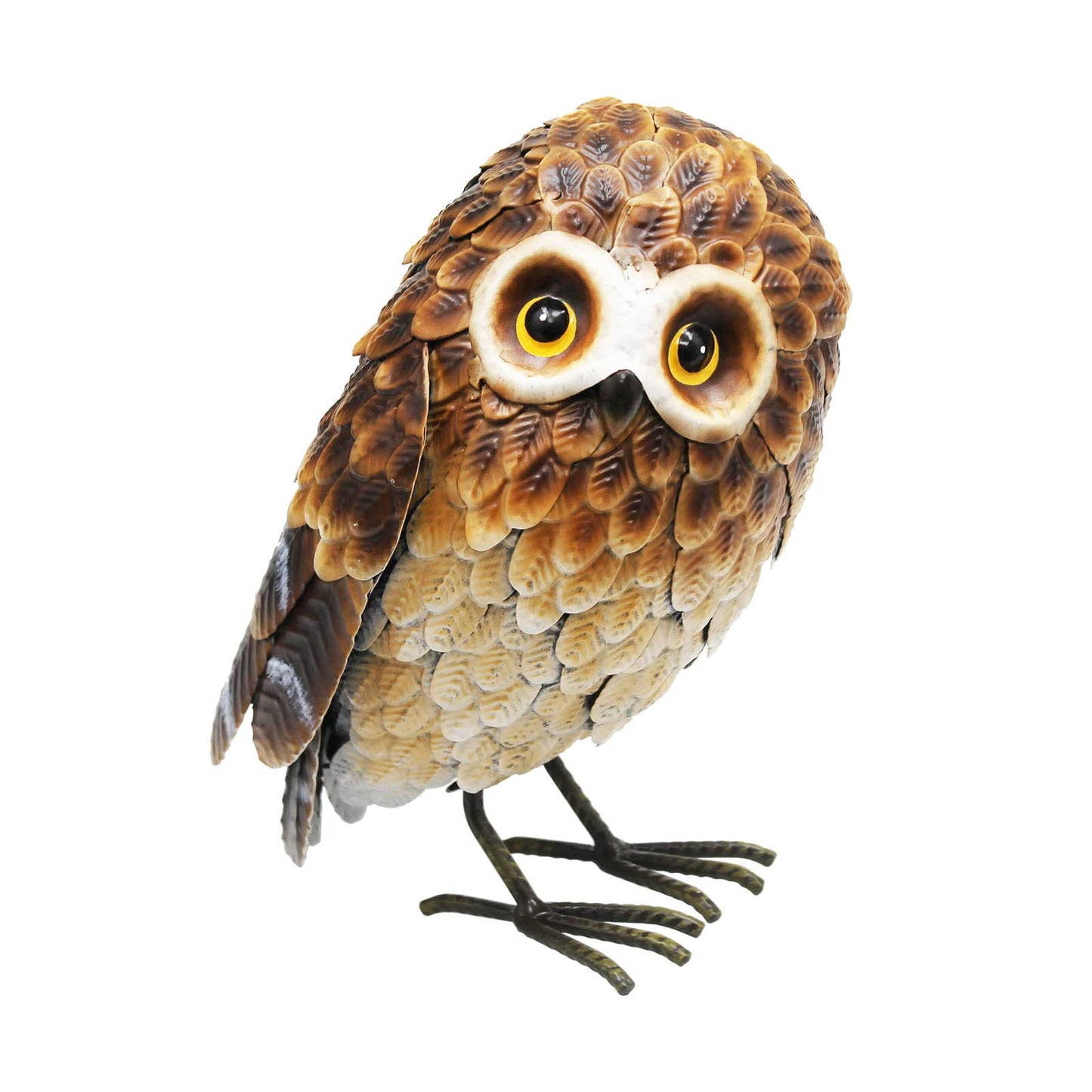 Epsom Door Handle Small Metal Standing Brown Owl – 28 x 20 x 13 CM | Rustic Garden Owl Ornament | Handcrafted Metal Bird Sculpture for Outdoor & Indoor Décor