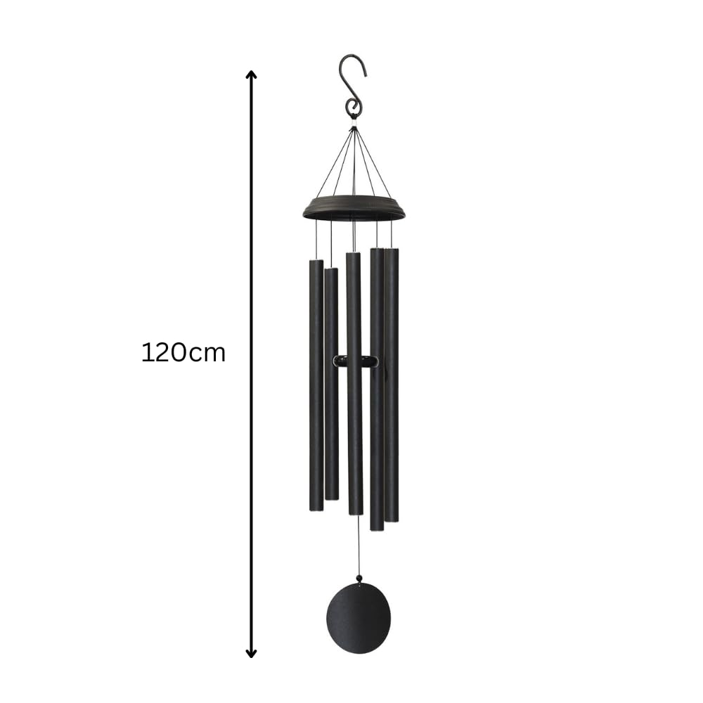 Concerto Musical Wind Chime – 48" Satin Black Outdoor Chime for Soothing Melodies, Garden, Patio & Home Décor