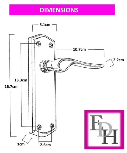 Satin Nickel Internal Door Handles with Long Back Plate - Stellar Design (4 Pair of Handles)