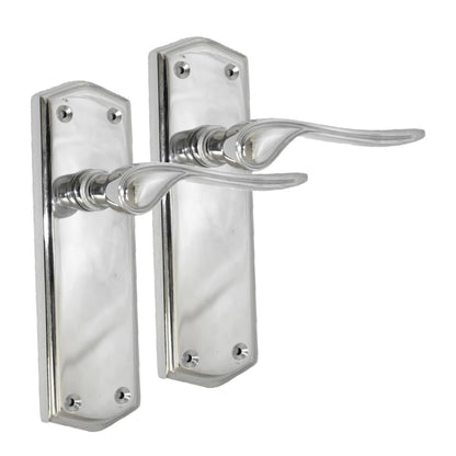 Satin Nickel Internal Door Handles with Long Back Plate - Stellar Design (6 Pair of Handles)