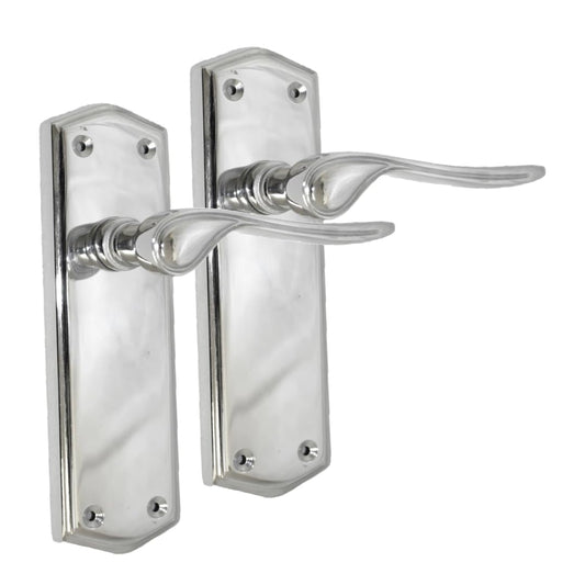 Satin Nickel Internal Door Handles with Long Back Plate - Stellar Design (6 Pair of Handles)