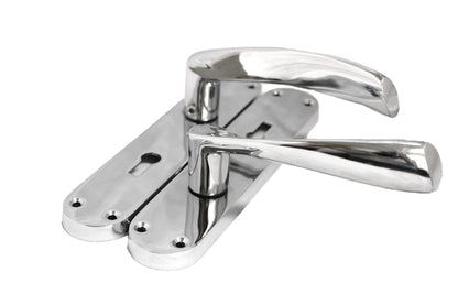 Epsom Door Handle Internal Polished Chrome Twist Door Handle Set, Interior Lock Lever on Long Back Plate, Door Handle Latch, Privacy Lockable Handle for Bathroom, Bedroom, Front Door