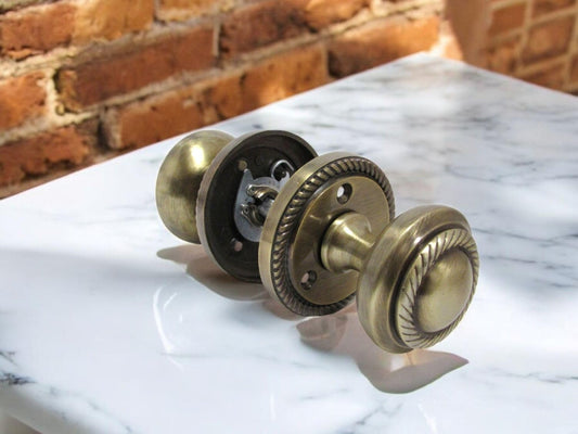 Antique Round Door Knob Set Including Tubular Latch - Georgian Style Sprung Internal & External Door Knobs for Mortice Locks & Tubular latches. Sets (6 Pair of Georgian MORTICE KNOBS)