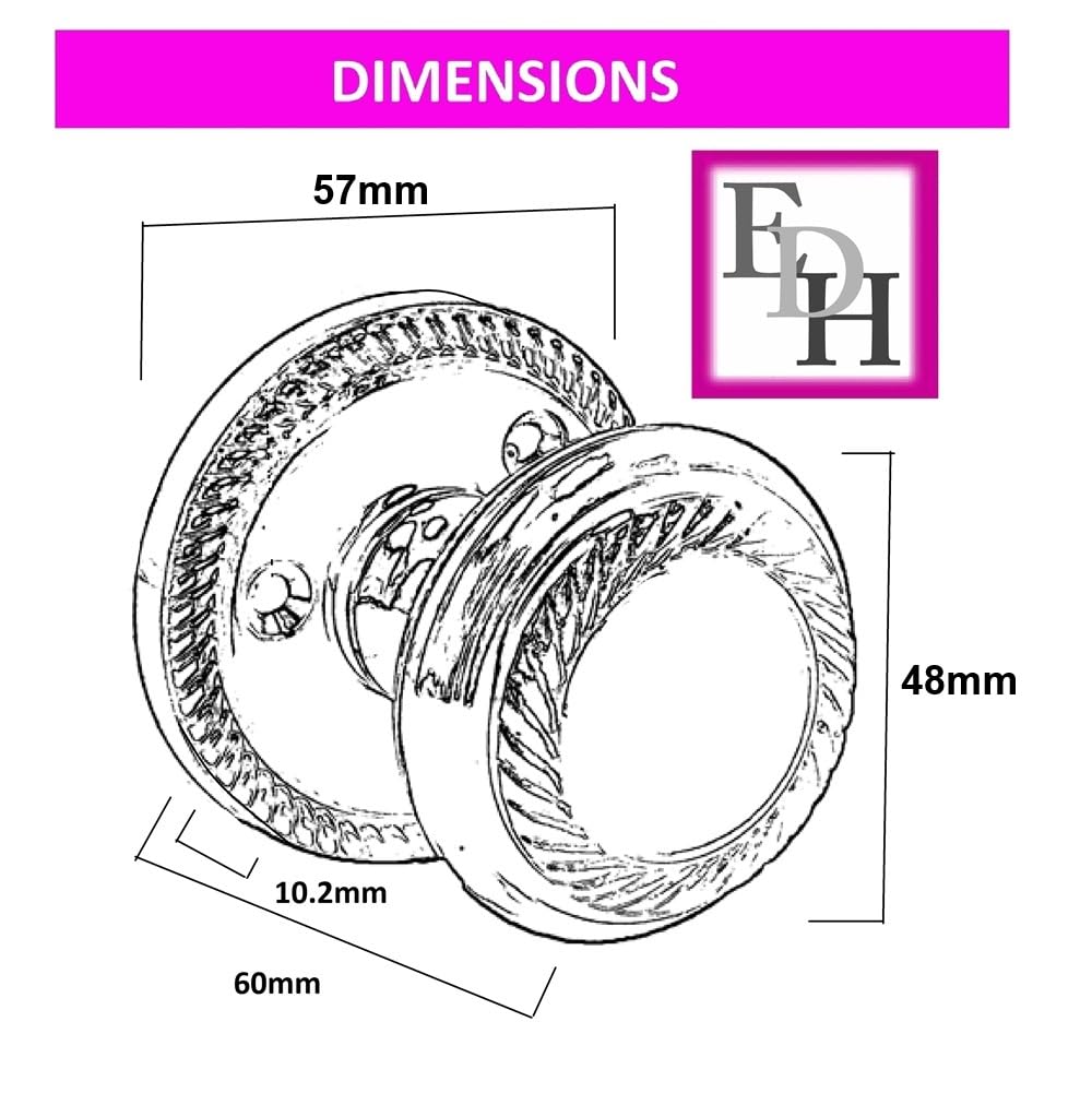 Antique Round Door Knob Set Including Tubular Latch - Georgian Style Sprung Internal & External Door Knobs for Mortice Locks & Tubular latches. Sets (1 Pair of Georgian MORTICE KNOBS)