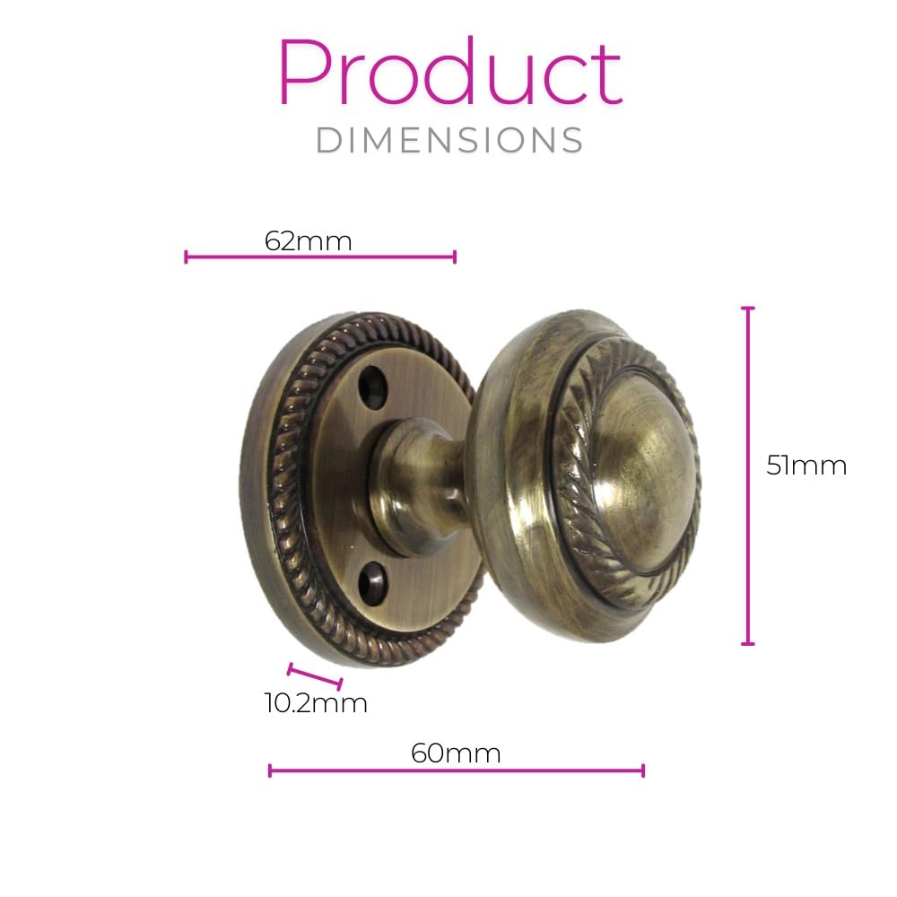 Antique Round Door Knob Set Including Tubular Latch - Georgian Style Sprung Internal & External Door Knobs for Mortice Locks & Tubular latches. Sets (6 Pair of Georgian MORTICE KNOBS)