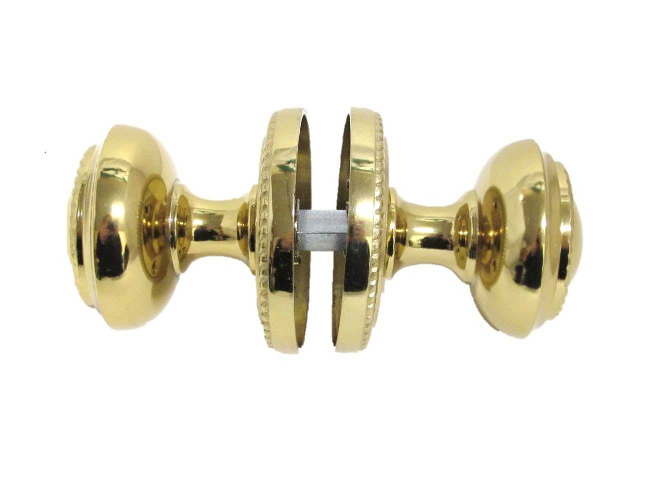 Brass Plated Round Door Knob Set & Tubular Latch - Georgian Style Sprung Internal & External Door Knobs for Mortice Locks & Tubular latches. (1 Pair Georgian MORTICE KNOBS)