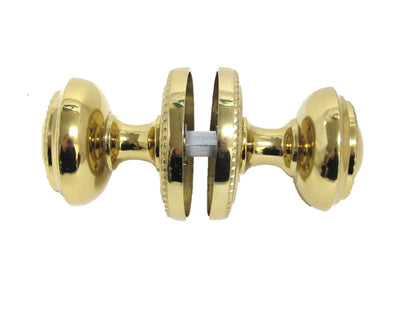Brass Plated Round Door Knob Set & Tubular Latch - Georgian Style Sprung Internal & External Door Knobs for Mortice Locks & Tubular latches. (1 Pair Georgian MORTICE KNOBS)