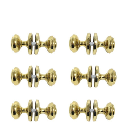 Brass Plated Round Georgian Style Sprung Internal & External Door Knob Set for Mortice Locks & Tubular latches (6 Pairs)