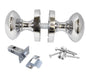 Polished Chrome Round Door Knob Set Including Tubular Latch - Victorian Style Sprung Internal & External Door Knobs for Mortice Locks & Tubular latches (1 Pair of KNOBS + Tubular Latch)