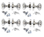 Polished Chrome Round Door Knob Set Including Tubular Latch - Victorian Style Sprung Internal & External Door Knobs for Mortice Locks & Tubular latches (4 Pair of KNOBS + Tubular Latch)