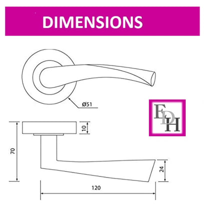 Epsom Door Handle Internal Chrome & Satin Duo Twist Door Handle Set, Interior Latch Lever on Rose, Door Latch Chrome, Door Handle Latch, Privacy Lockable Handle for Bathroom, Bedroom, Front Door