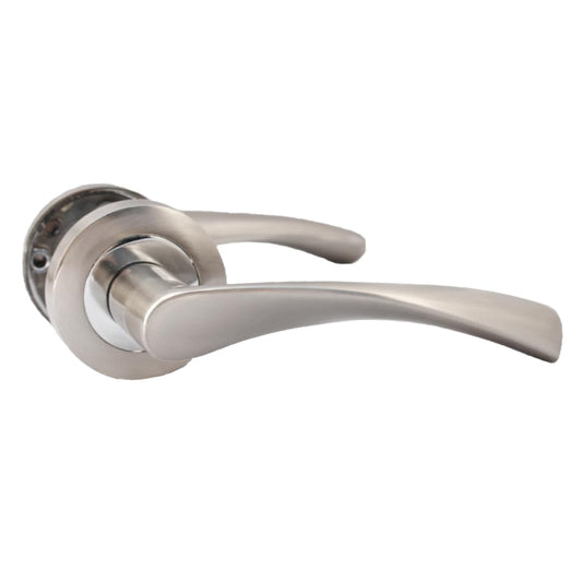 Epsom Door Handle Internal Chrome & Satin Duo Twist Door Handle Set, Interior Latch Lever on Rose, Door Latch Chrome, Door Handle Latch, Privacy Lockable Handle for Bathroom, Bedroom, Front Door