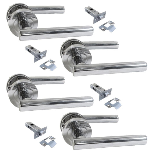 Epsom Door Handle- Straight T Bar Internal Latch & Tubular Latch, Essential Sets for Internal, Featuring Polished Chrome Finish, Door Latch Compatibility for Home & Office (4 Set)