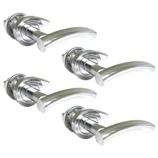 Epsom Door Handle- Arched T Bar Internal Latch, Essential Sets for Internal, Featuring Polished Chrome Finish, Door Latch Compatibility for Home & Office (4 Pair)