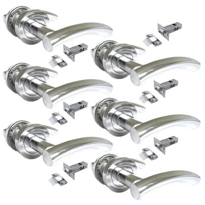 Epsom Door Handle- Arched T Bar Internal Latch & Tubular Latch, Essential Sets for Internal, Featuring Polished Chrome Finish, Door Latch Compatibility for Home & Office (6 Set)