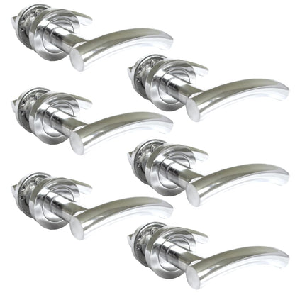 Epsom Door Handle- Arched T Bar Internal Latch, Essential Sets for Internal, Featuring Polished Chrome Finish, Door Latch Compatibility for Home & Office (6 Pair)