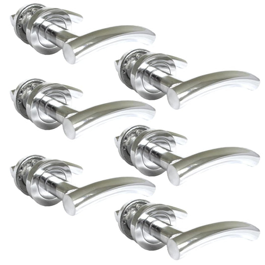 Epsom Door Handle- Arched T Bar Internal Latch, Essential Sets for Internal, Featuring Polished Chrome Finish, Door Latch Compatibility for Home & Office (6 Pair)