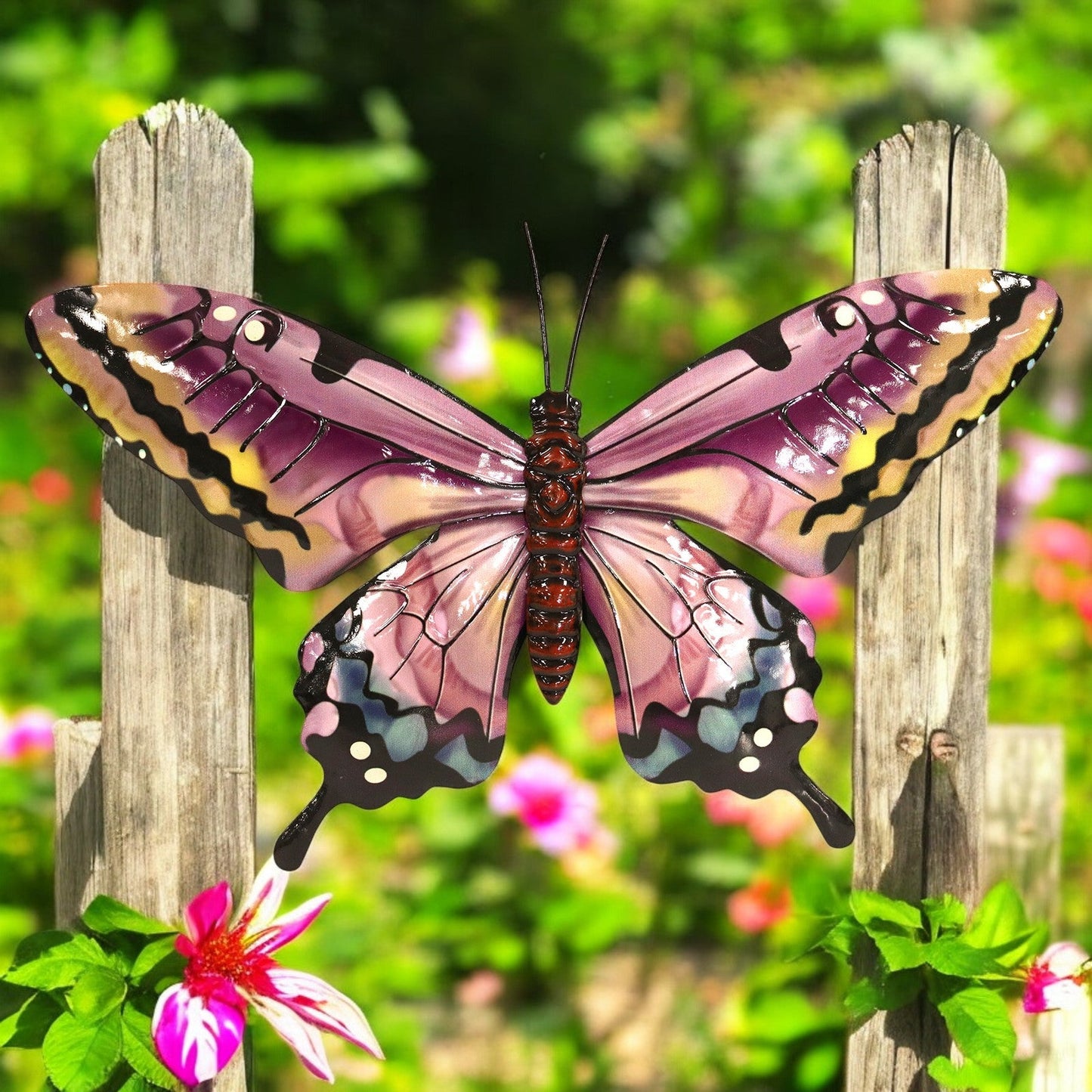 Medium Metal Pink Butterfly Wall Art