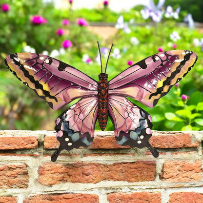Medium Metal Pink Butterfly Wall Art