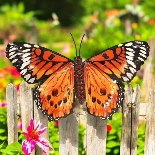 Large Metal Orange Butterfly Wall Art