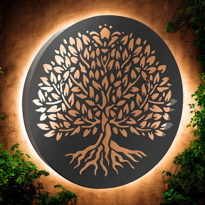Metal Tree of Life Solar Wall Panel