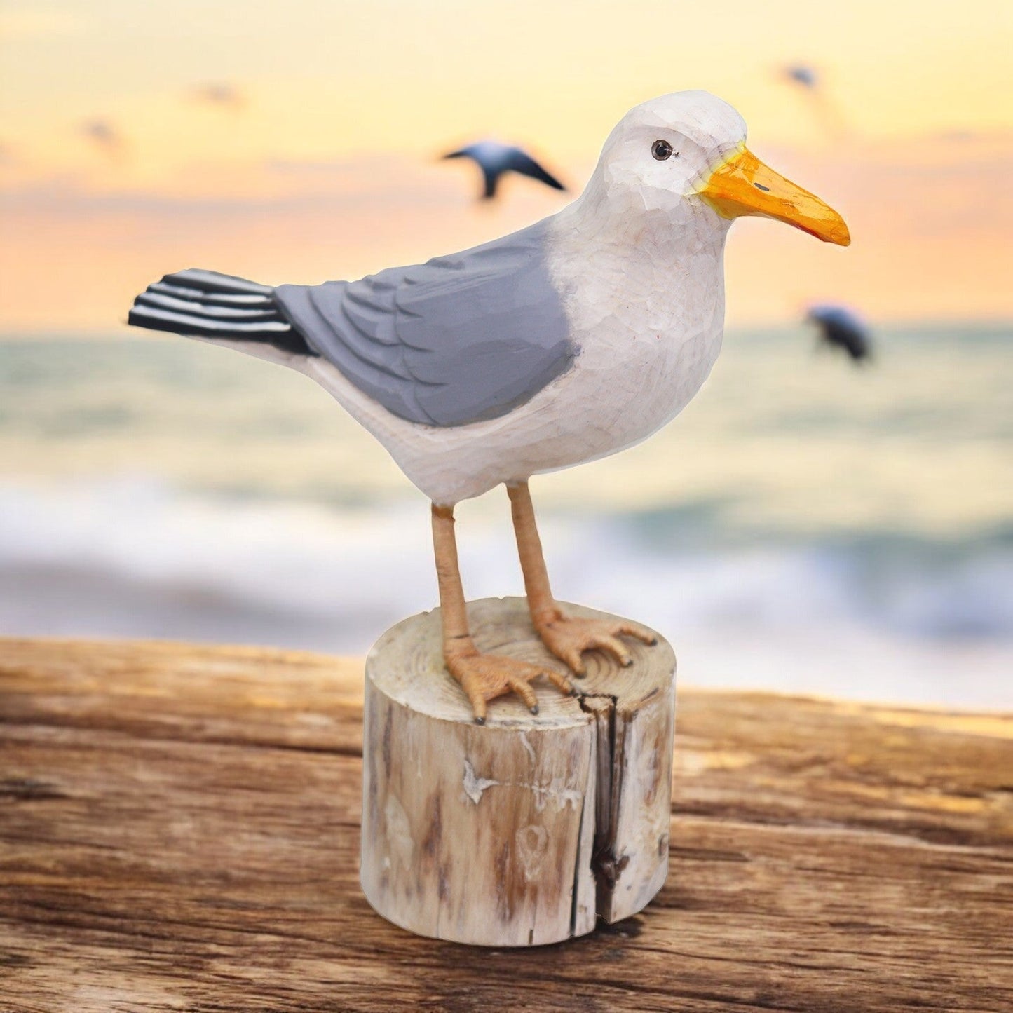 RSPB Hand Crafted Wooden Herring Gull with Display Box