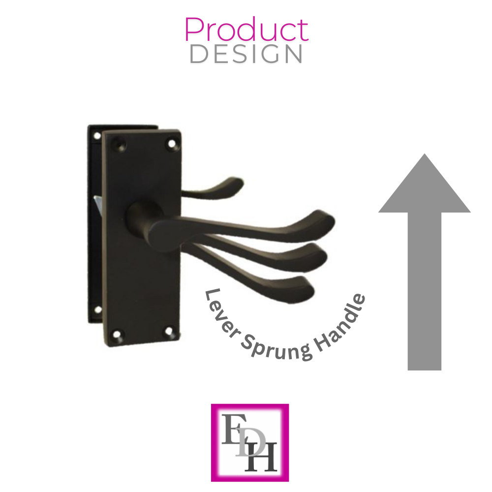 Door Handles Scroll Lever Internal Latch - Matt Black 118 x 42mm