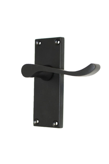 Door Handles Scroll Lever Internal Latch - Matt Black 118 x 42mm