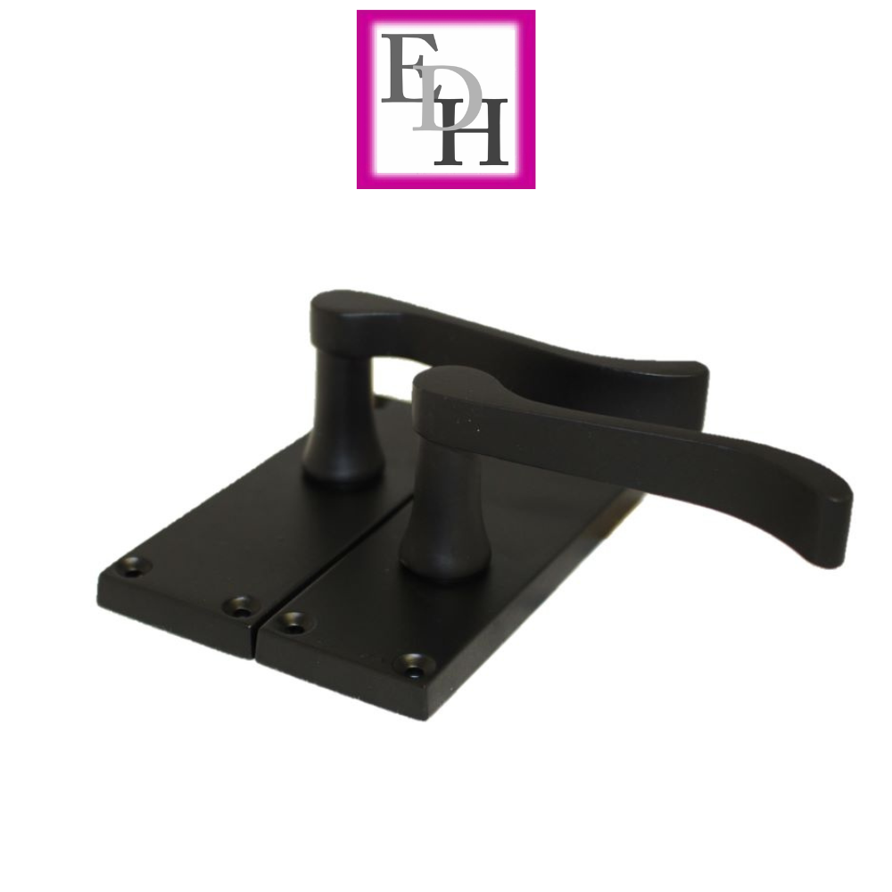 Door Handles Scroll Lever Internal Latch - Matt Black 118 x 42mm
