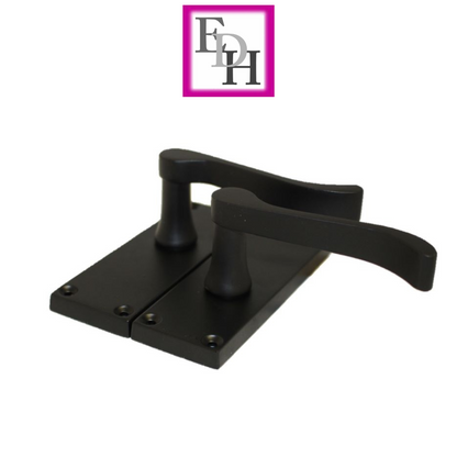 Door Handles Scroll Lever Internal Latch - Matt Black 118 x 42mm