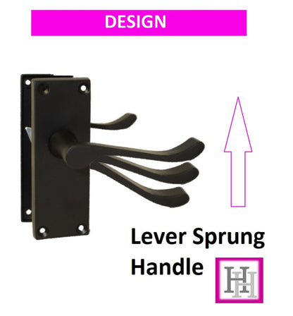 Door Handles Scroll Lever Internal Latch - Matt Black 118 x 42mm