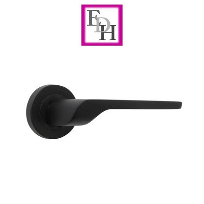 Modern Matt Black Door Handles Internal Uno-2 Lever Latch