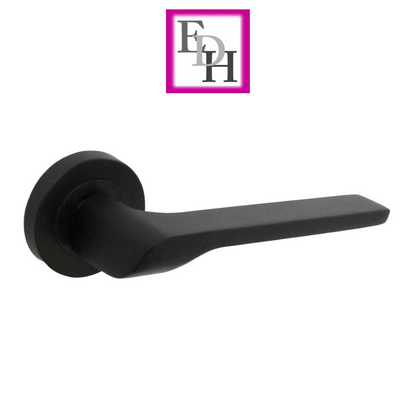 Modern Matt Black Door Handles Internal Uno-2 Lever Latch