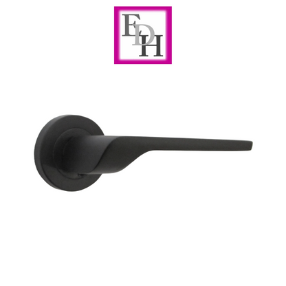 Modern Matt Black Door Handles Internal Uno-2 Lever Latch
