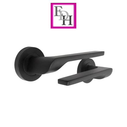 Modern Matt Black Door Handles Internal Uno-2 Lever Latch