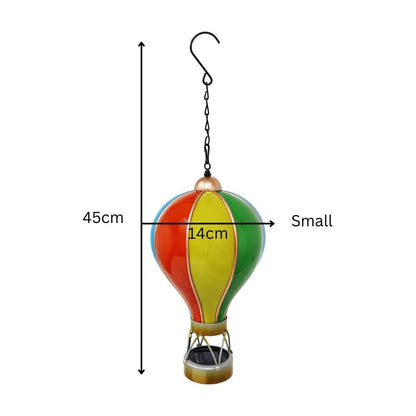 Small Rainbow Solar Hot Air Balloon – Outdoor Hanging LED Light for Garden, Patio & Porch Décor (45cm x 14cm x 14cm)