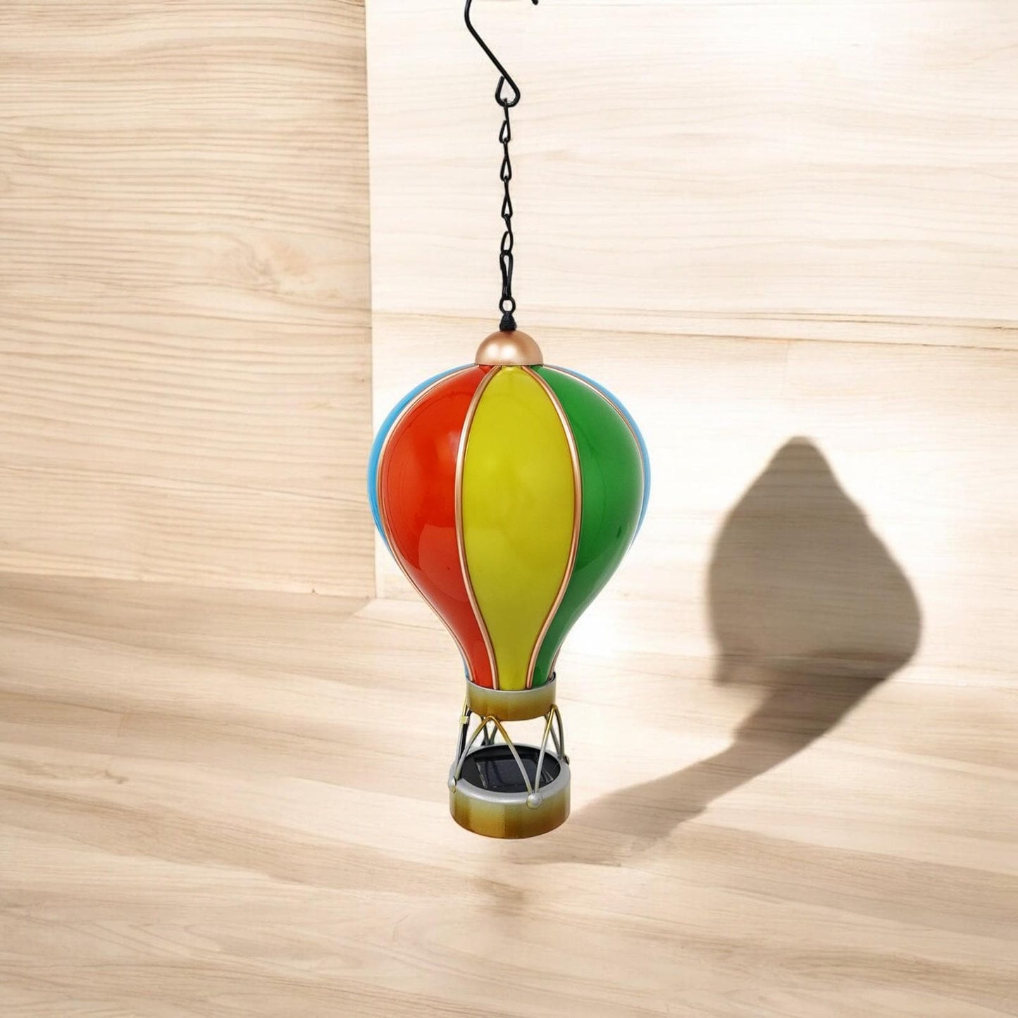 Small Rainbow Solar Hot Air Balloon – Outdoor Hanging LED Light for Garden, Patio & Porch Décor (45cm x 14cm x 14cm)