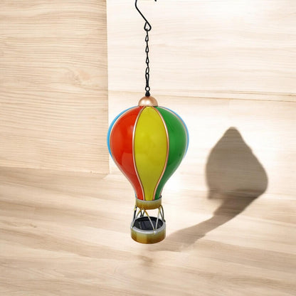 Small Rainbow Solar Hot Air Balloon – Outdoor Hanging LED Light for Garden, Patio & Porch Décor (45cm x 14cm x 14cm)