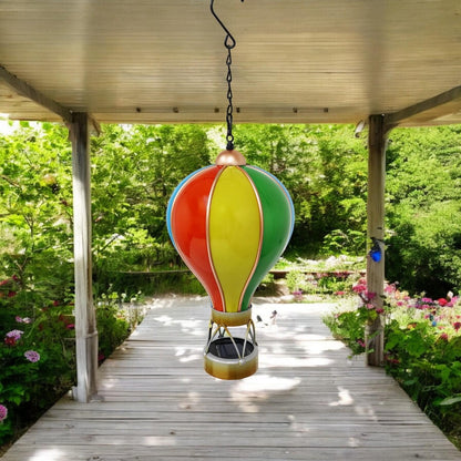 Small Rainbow Solar Hot Air Balloon – Outdoor Hanging LED Light for Garden, Patio & Porch Décor (45cm x 14cm x 14cm)