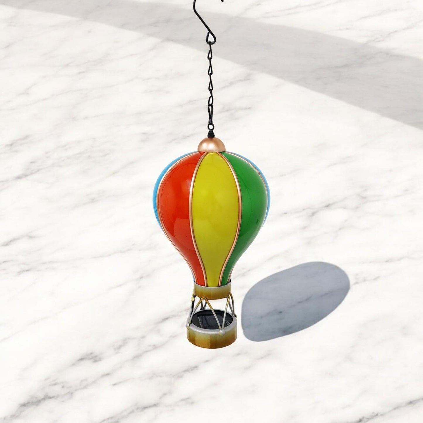 Small Rainbow Solar Hot Air Balloon – Outdoor Hanging LED Light for Garden, Patio & Porch Décor (45cm x 14cm x 14cm)