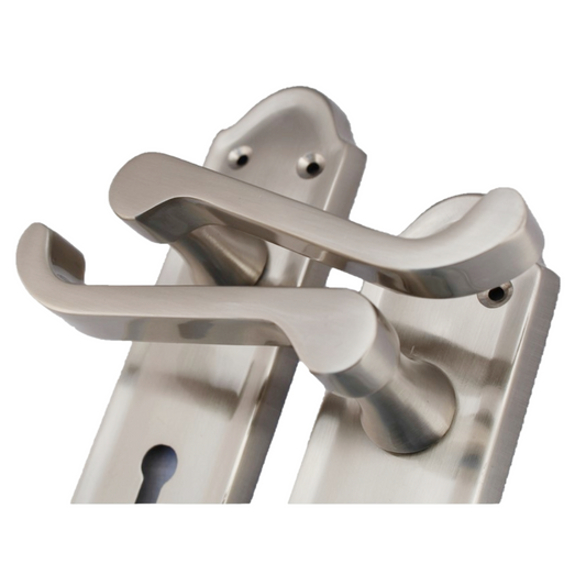 Askworth's Premium Satin Nickel Internal Lock Door Handle Set - Perfect for Internal Doors, 170mm x 48mm"