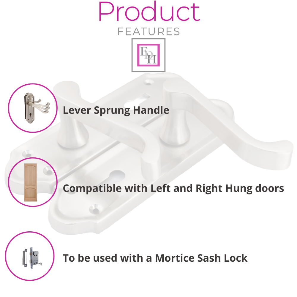 Premium Satin Nickel Internal Lock Door Handle Set+3 Lever MORTICE SASH Lock