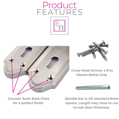Premium Satin Nickel Internal Lock Door Handle Set+3 Lever MORTICE SASH Lock