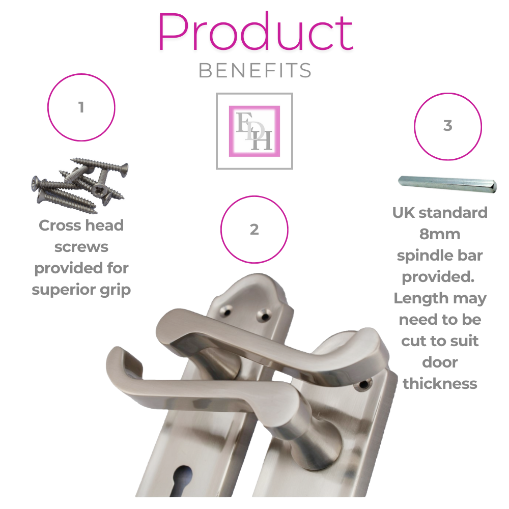 Premium Satin Nickel Internal Lock Door Handle Set+3 Lever MORTICE SASH Lock
