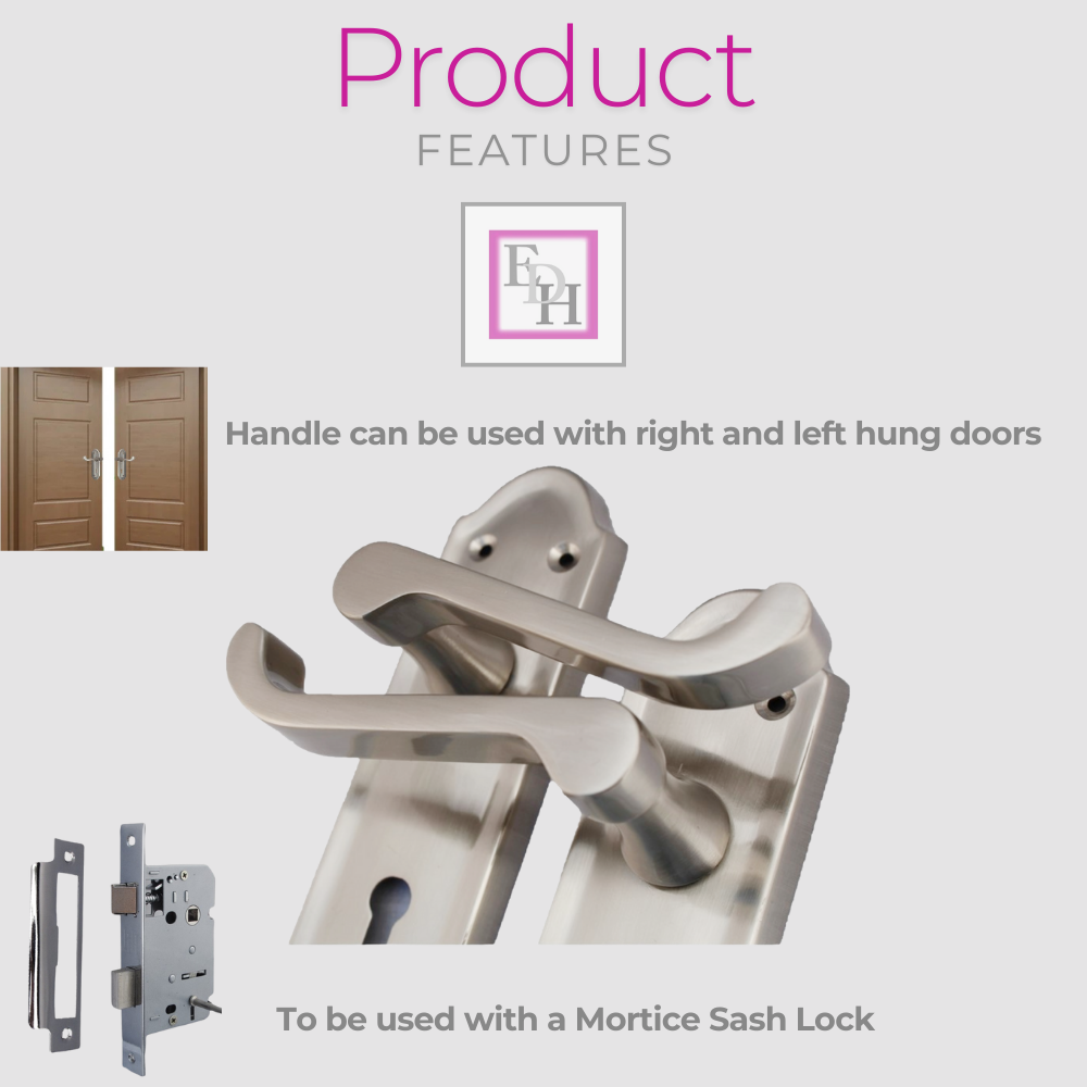 Premium Satin Nickel Internal Lock Door Handle Set+3 Lever MORTICE SASH Lock